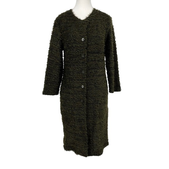 Vintage Monika Turtle Studio Cardigan Sweater Longline Olive Green Small - Picture 1 of 9